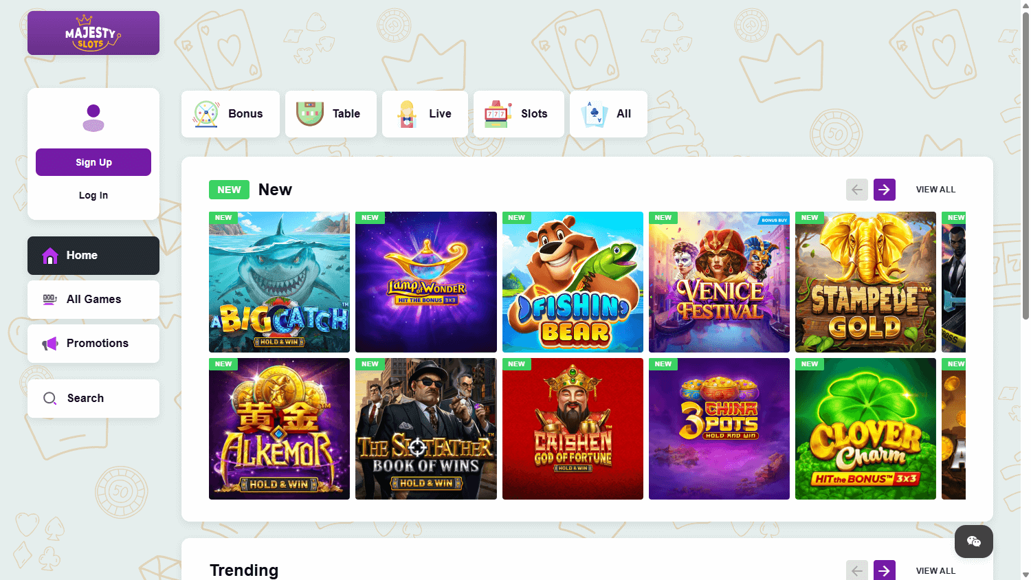 MajestySlots Casino Desktop screenshot